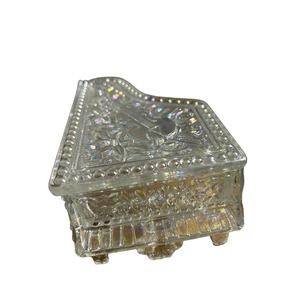 Mosser Iridescent Pressed Glass‎ Grand Piano with Violin Footed Trinket Box